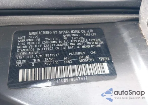 2020 Nissan Rogue Sport S Awd Xtronic Cvt z USA, uszkodzony, nr VIN JN1BJ1CW9LW647917